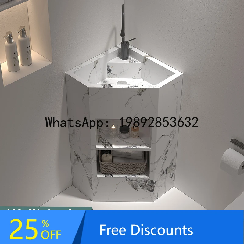 

Slate Triangle Pedestal Basin Outdoor Courtyard Wash Basin Integrated Floor-standing Wash Basin