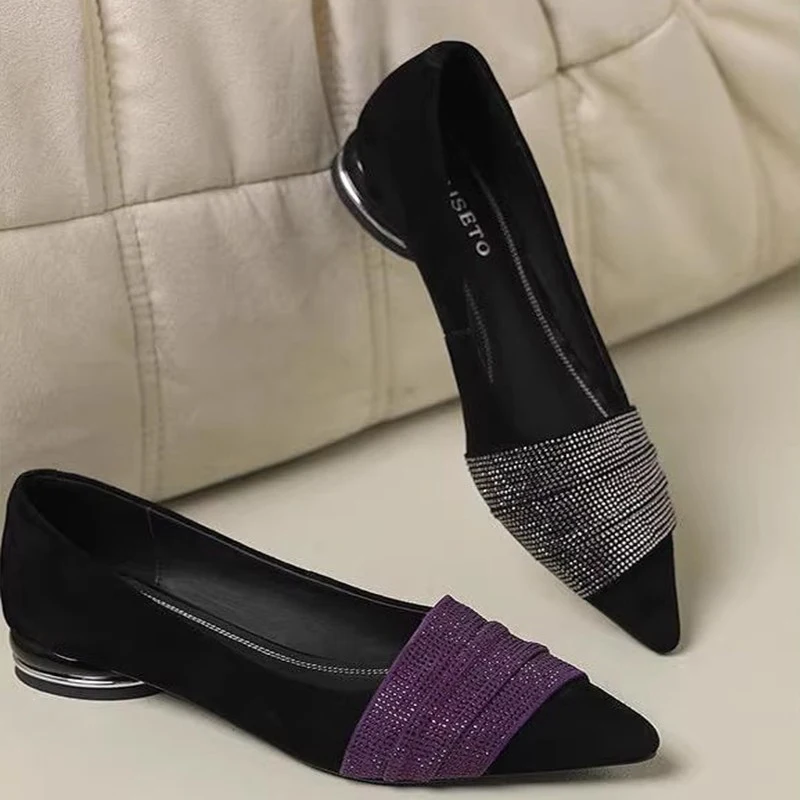 

Sexy Women Pointed Toe Shoes Crystal Luxury Sandals Elegant 2025 Summer New Fashion Loafers Shoes Woman Shallow Zapatos Mujer