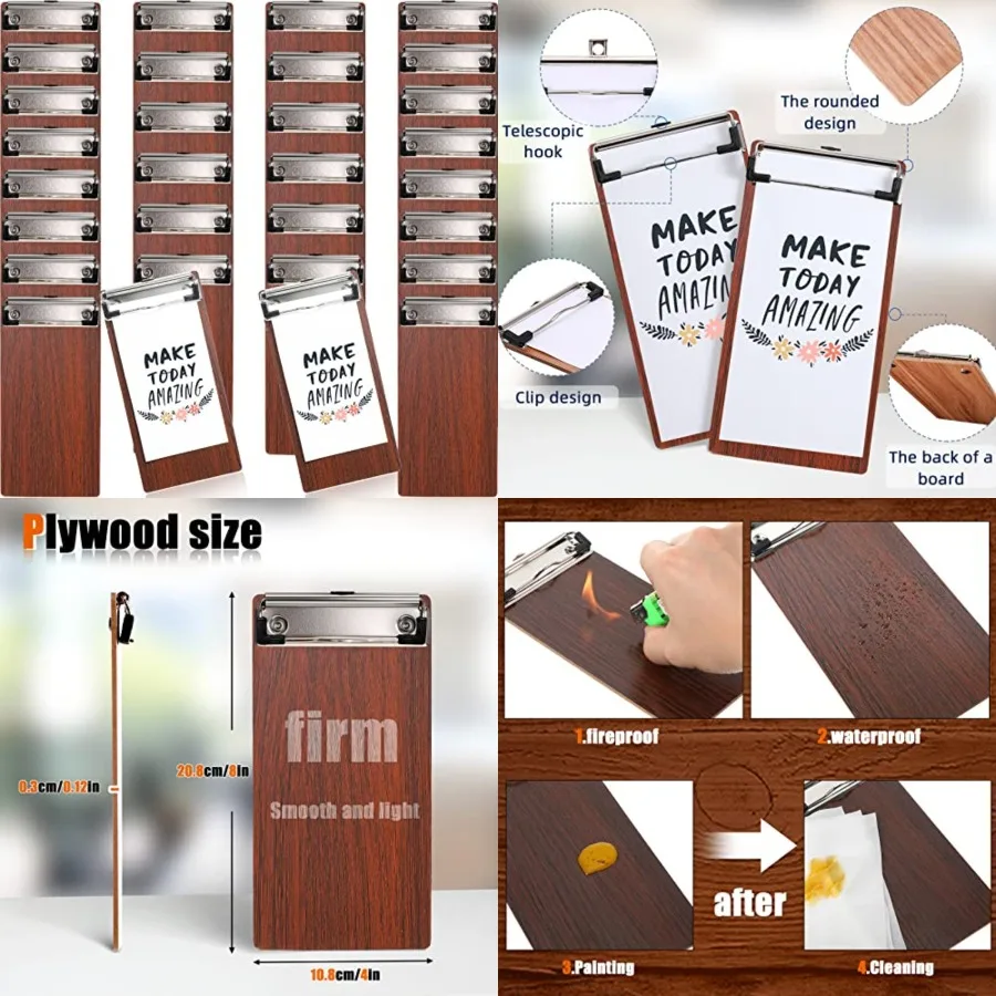 

Mini Clipboard Small Clipboards Wooden Half Page Clipboard Wood Check Presenters Clipboards for Restaurant School Waitress Gues