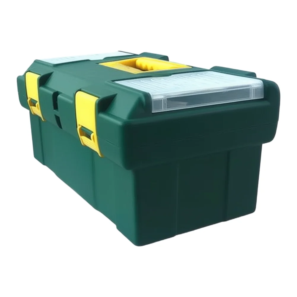 Storage Container with Reinforced Corners and Ergonomic Handle Designed for Mechanical and Assembly Applications