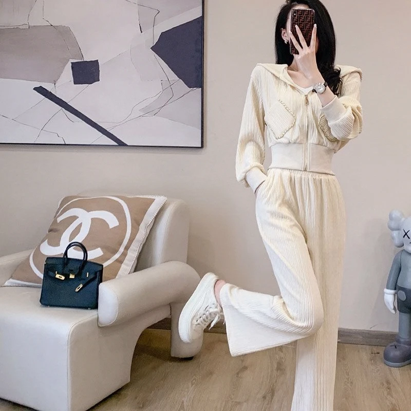 Fashionable Sporty Two-Piece Set Complete Outfit Spring 2023 Women\'s Casual Wear Comfortable Long Pants Stylish Sweatshirt
