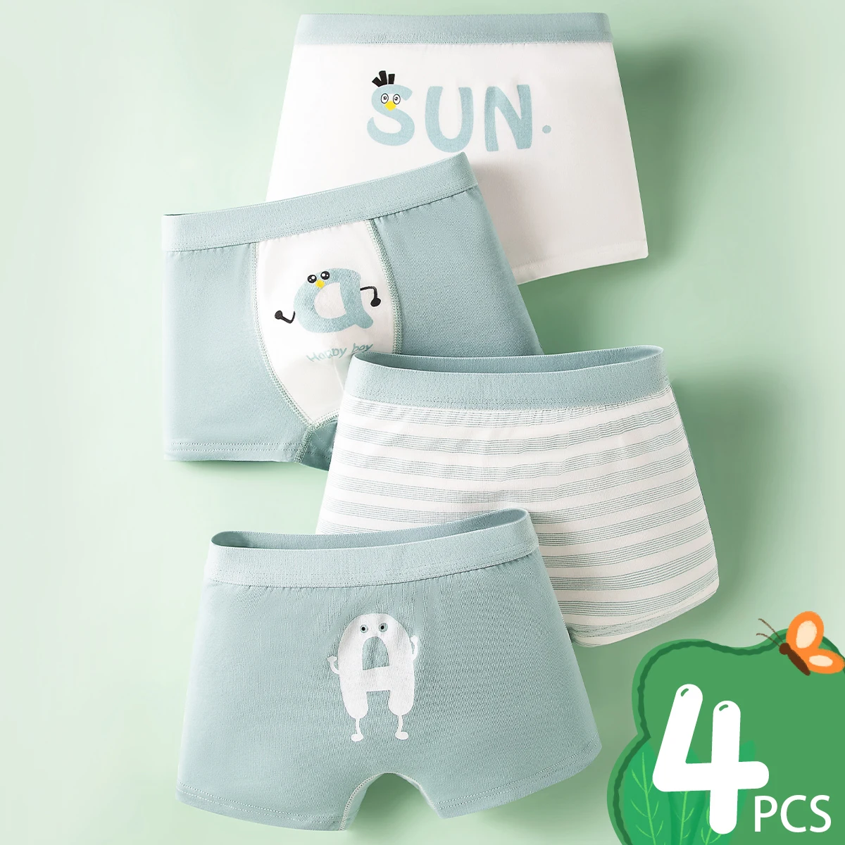 Kids Boxer Underwear Cotton Cute Cartoon Vehicle Children Shorts Panda Simple Pattern Underpants Soft Boy Panties 3-12 Years Old