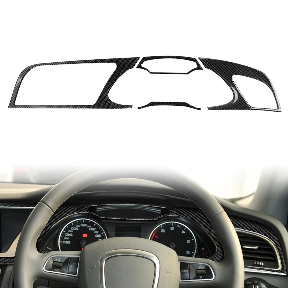 4 Pcs RHD Interior Dashboard Instrument Panel Trim Cover Carbon Fiber Pattern For Audi A4 2009-2010 For A4L 2009-2012