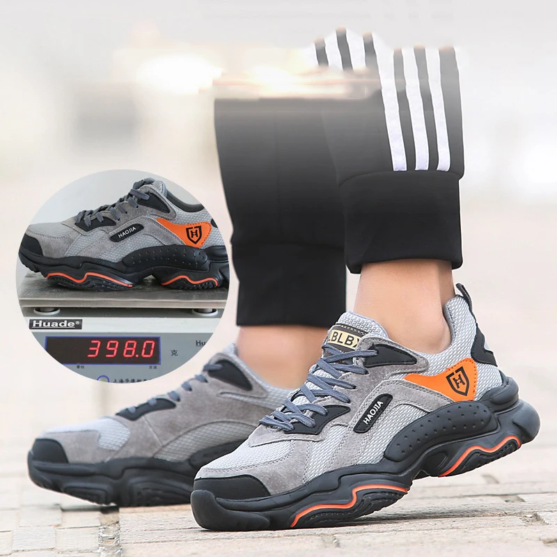 Men\'s Steel Toe Cap Work Safety Shoes Outdoor Anti-slip Rubber Puncture Proof Construction Safety Work Shoes Black