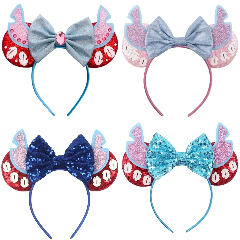 

Disney Turo Star Ears Women Hairbands Stitch Headbands Sequins Bow Headwear Girls Kids Abomination Hair Accessories Cosplay Gift