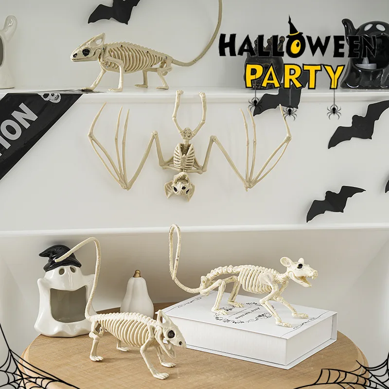 Halloween Animal Skeletons,Bat Spider Scorpion Fish Skeleton Model Creepy Skull Skeleton Family Halloween Atmosphere Decoration view 2