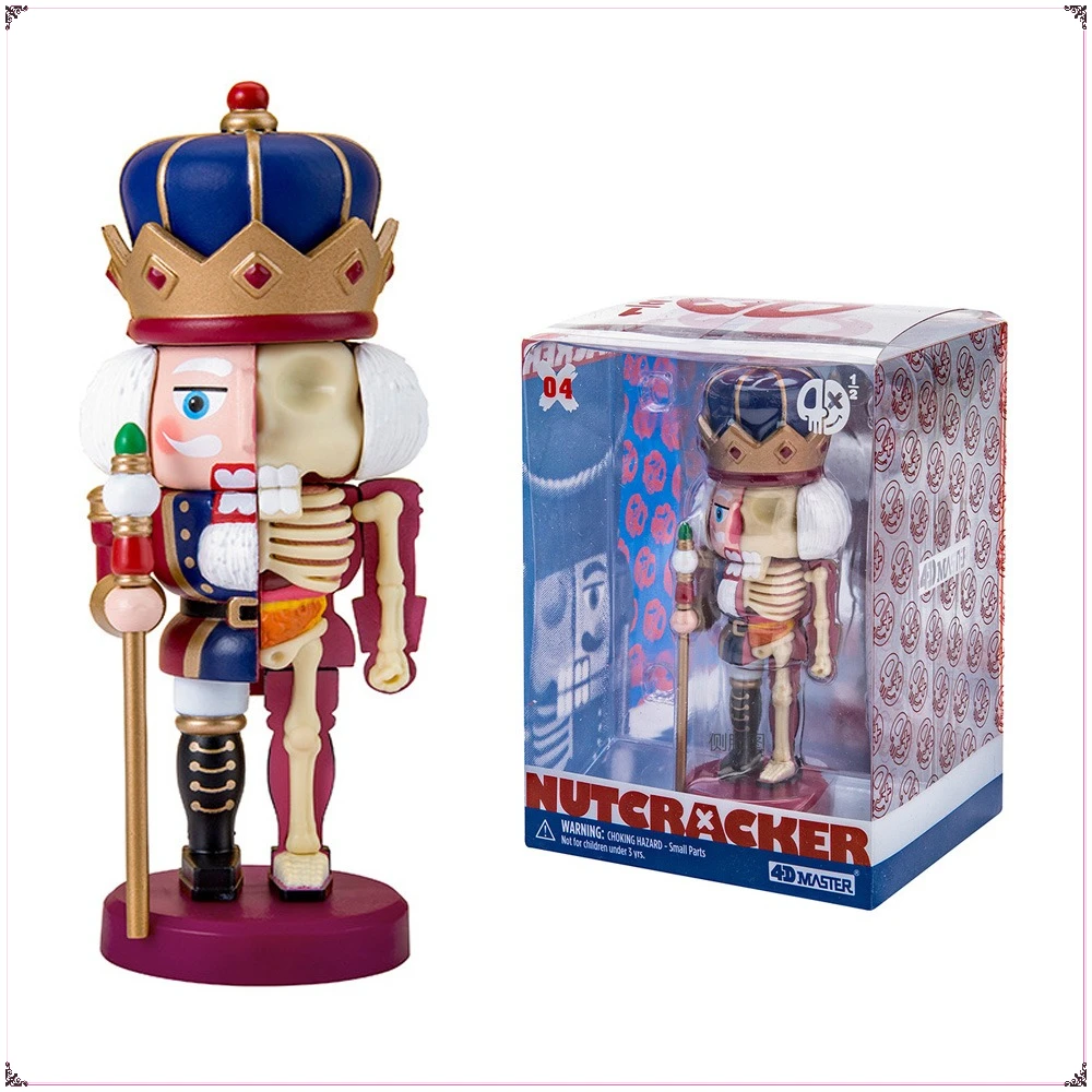 

4D Master Half Skeleton Anatomy Nutcracker Blue Crown Trendy Handmade Interesting Ornaments for Xmas Decoration Children's Gifts