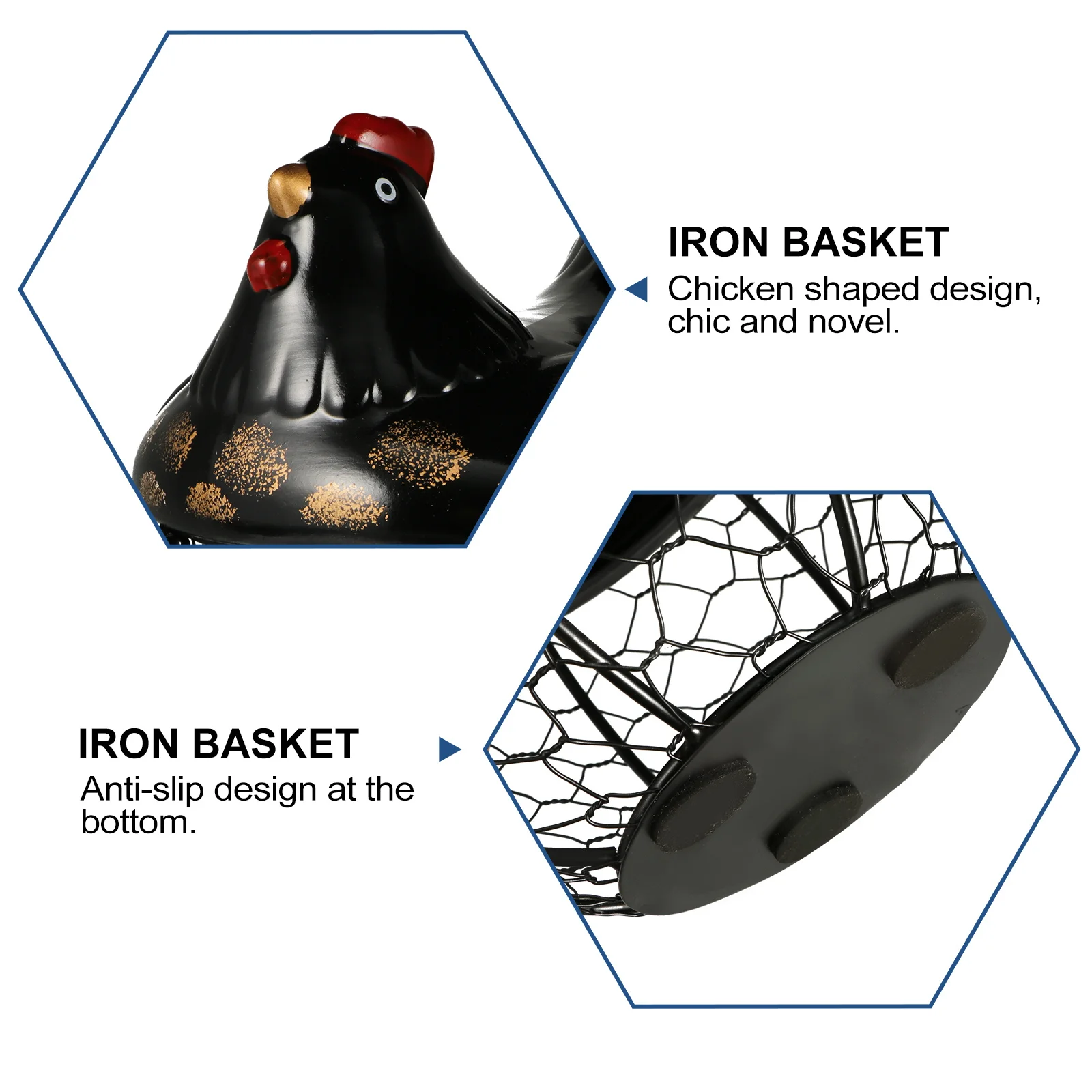 

1Pcs Chicken Shape Egg Basket Premium Ceramic Iron Storage Holder for Fruits Snacks Vegetables Home Desktop Adornment