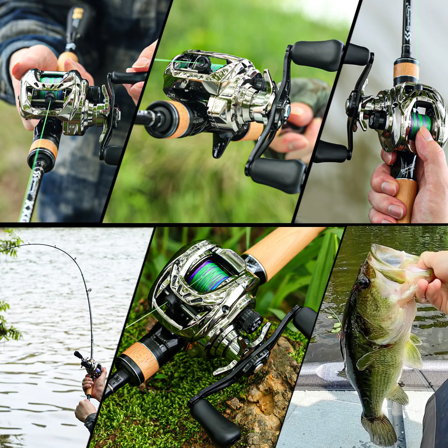 Sougayilang SSX-DC Baitcasting-Rolle, Übersetzungsverhältnis 7,2:1, 4+1BB, Anti-Rückstoß-Getriebe aus Aluminiumlegierung, elektronisches Bremssystem, max. 10 kg – Detail 19