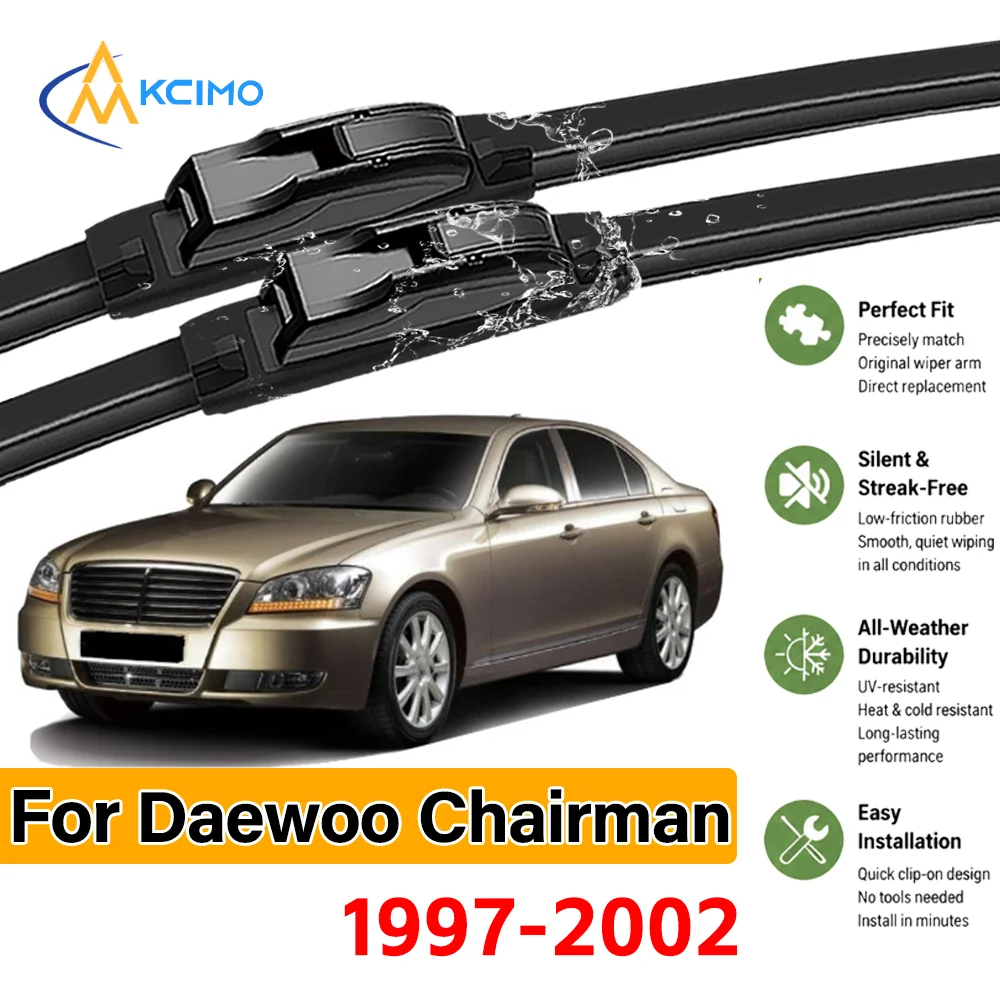 Lames d'essuie-glace garantissant une vision claire (lot de 2) pour Daewoo Chairman 1997-2002 – Clarté toutes saisons, installation facile, conduite sécurisée et confiance