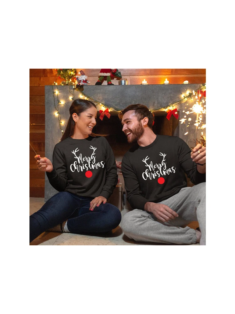 Merry Christmas Couple Sweatshirts Mr and Mrs Sweaters Men Women Couples Pullovers Hoodies Wifey & Hubby Christmas Clothes