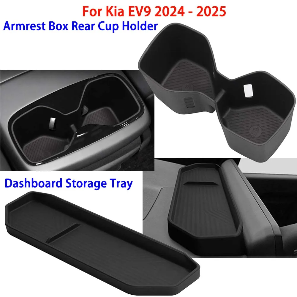 

Dashboard Storage Tray Central Control Screen Rear Storage Pad , Armrest Box Rear Cup Holder For Kia EV9 2024-2025 Car Interior