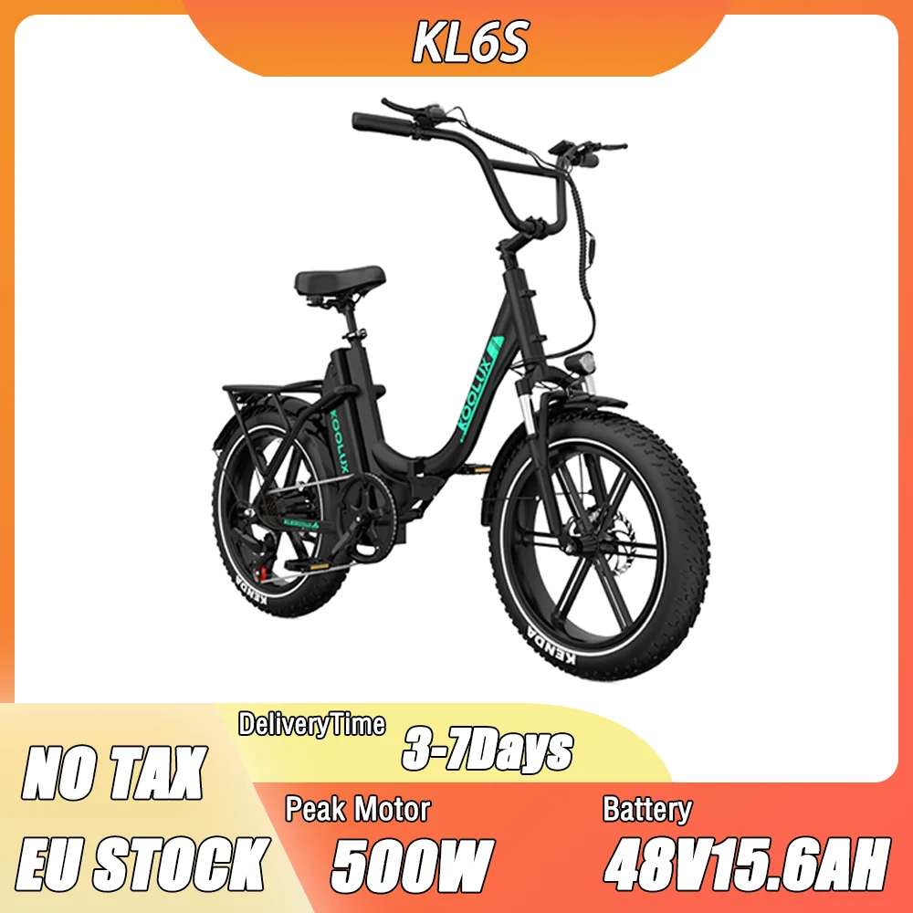 KL6S E Bike 500W Motore 48V15.6AH Batteria rimovibile Pieghevole Freno idraulico Bici elettrica Pneumatico da 20 pollici Pendolarismo Bicicletta elettrica