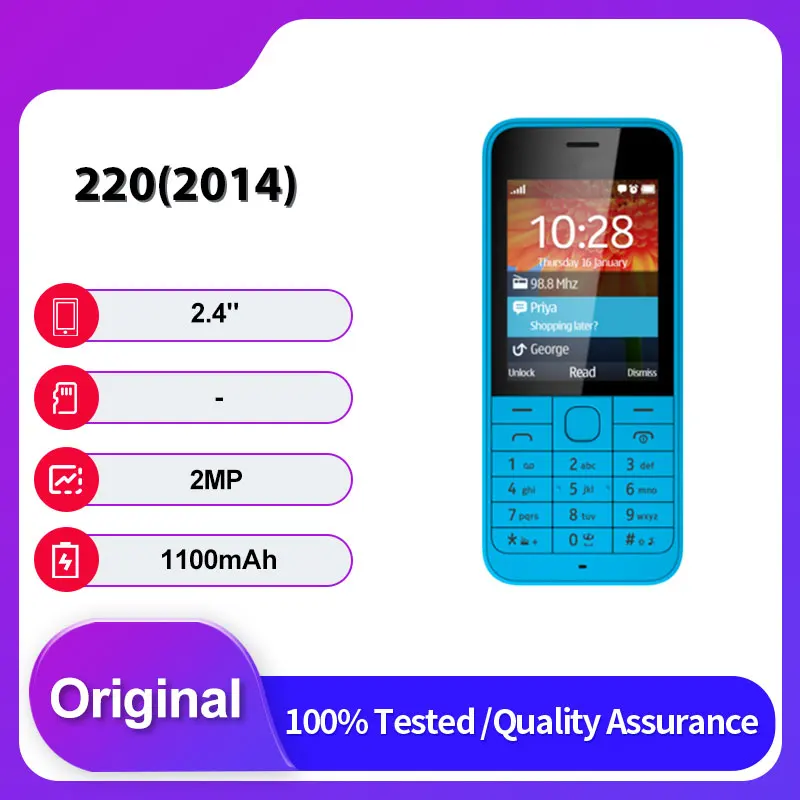 الأصلي مقفلة 220 المزدوج سيم 2014 GSM 900/1800 بلوتوث الهاتف المحمول الروسية العربية العبرية لوحة المفاتيح المصنوعة في فنلندا