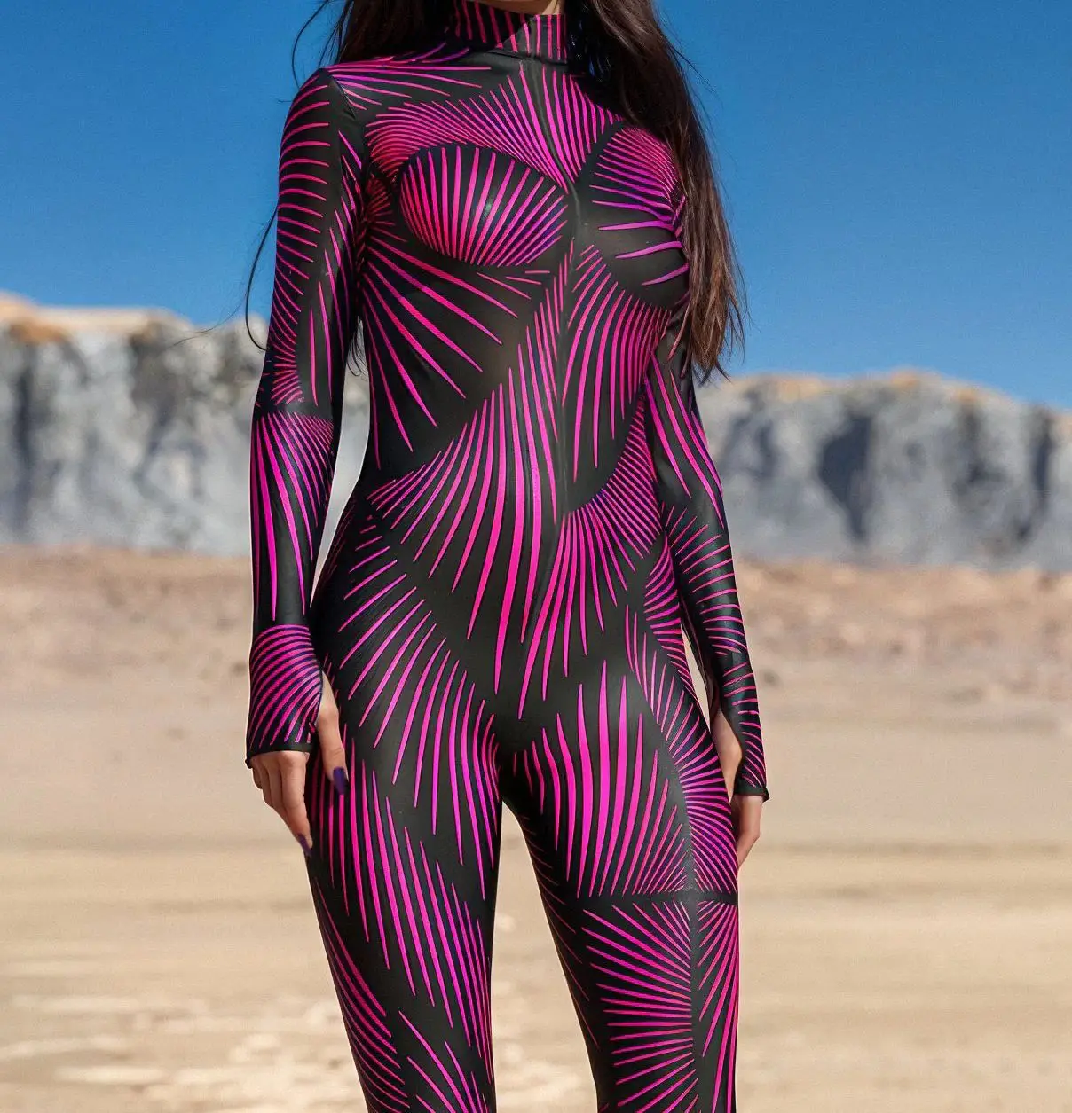 Halloween Tights Green Line Laser 3d Digital Printing Adult Unisex Jumpsuit Punk Deformation Suit Robot Stage Role Play Costume