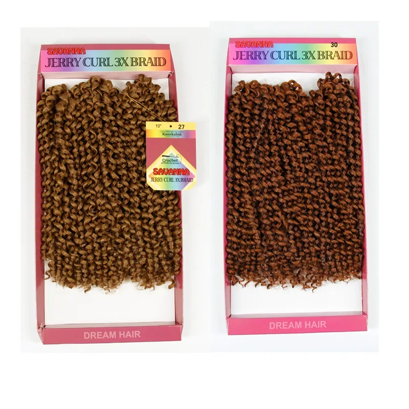 Qp hair jerry curly 3x braid Hair Extensions Black Brown Burgundy Ombre Crochet Braids Synthetic Braiding Hair 10 inch