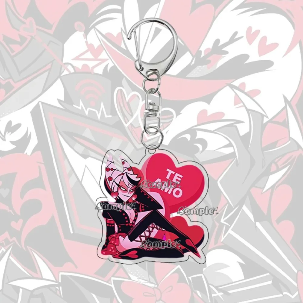 Anime Hazbin Hotel Angel Dust Valentino Alastor Couple Acrylic Keychain Pendant Cartoon Students Backpack Pendant Gift Ornaments view 6