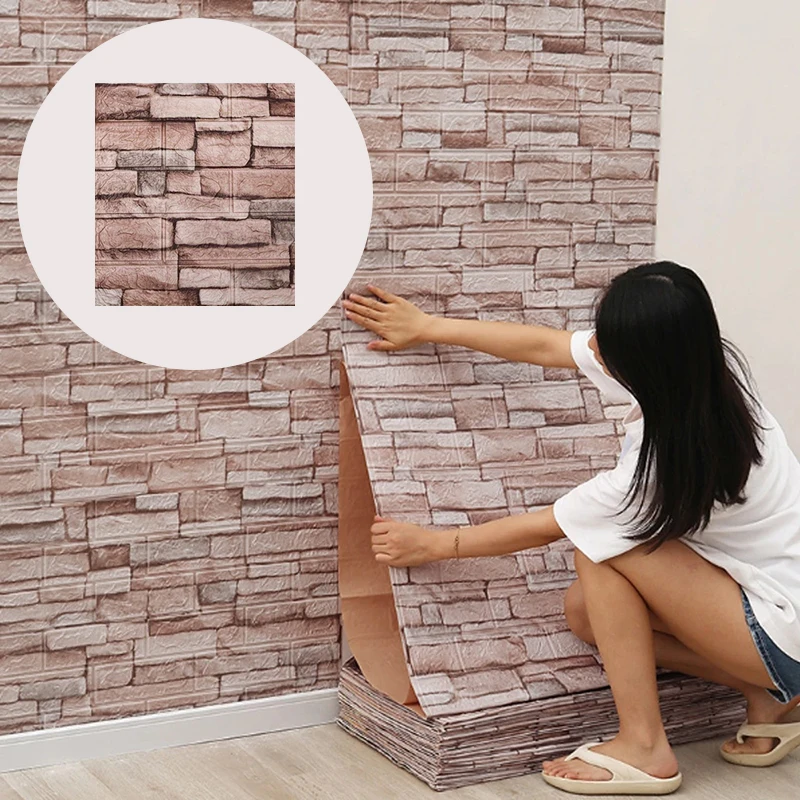 35x38.5CM PVC Waterproof Faux Brick Wallpaper Kitchen Bedroom Decor Self Adhesive Peel and Stick for Home Small Space Decoration