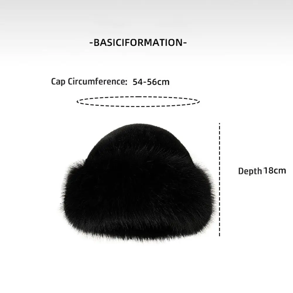 Cold Proof Soft Plush Bucket Hat Faux Fur Thicken Fluffy Fur Bucket Hat Winter Warm Windproof Winter Hat Snowy Day image 6