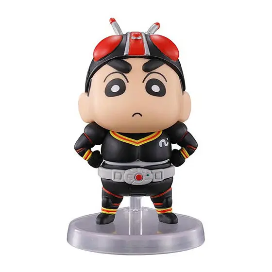 Bandai Genuine Crayon Shin Chan×Kamen Rider Co Branded Standing Style Action Figure Doll Gashapon Ball Ornaments Original