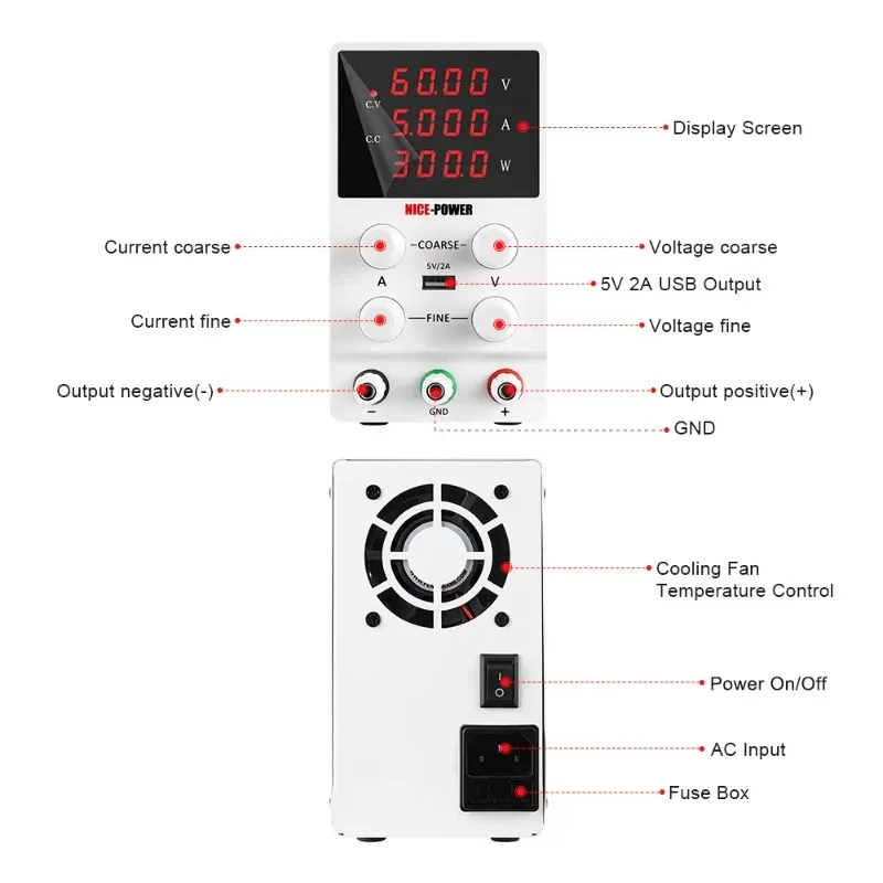 POWER SPS605 60V5A300W 30V15V12V Schakelende DC-voeding Single Channel Verstelbare SMPS Digitale 0,1V 0,01A Batterijlading