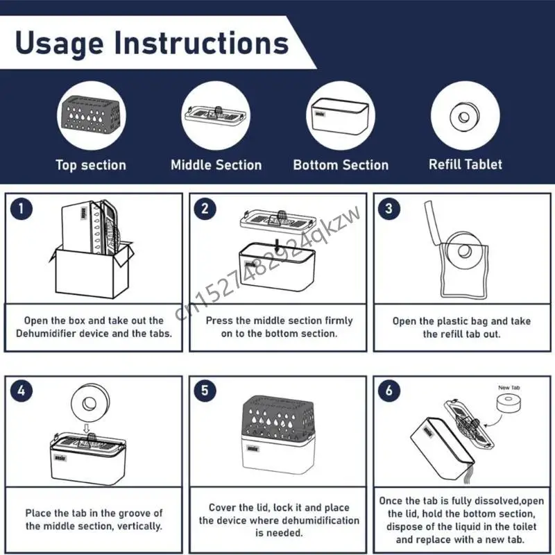 R9CD 6 حزمة أقراص امتصاص الرطوبة مثالية لمطبخ الحمام ومساحات التخزين