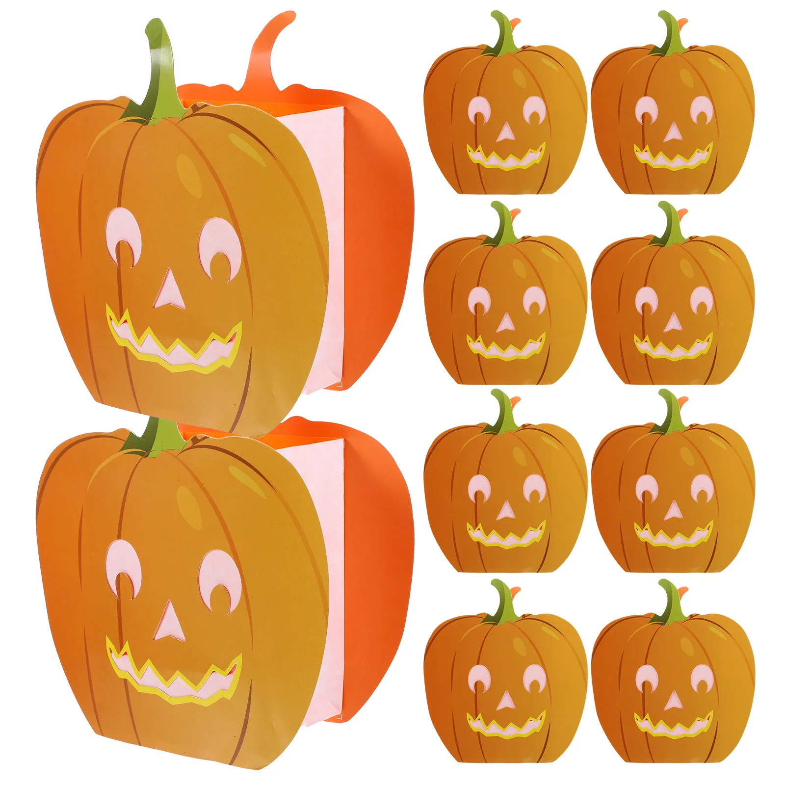 10Pcs Pumpkin Bags Hollow Out Design Flame Resistant Paper Luminary Bags for LED Tea Lights Wedding Party Home Decor