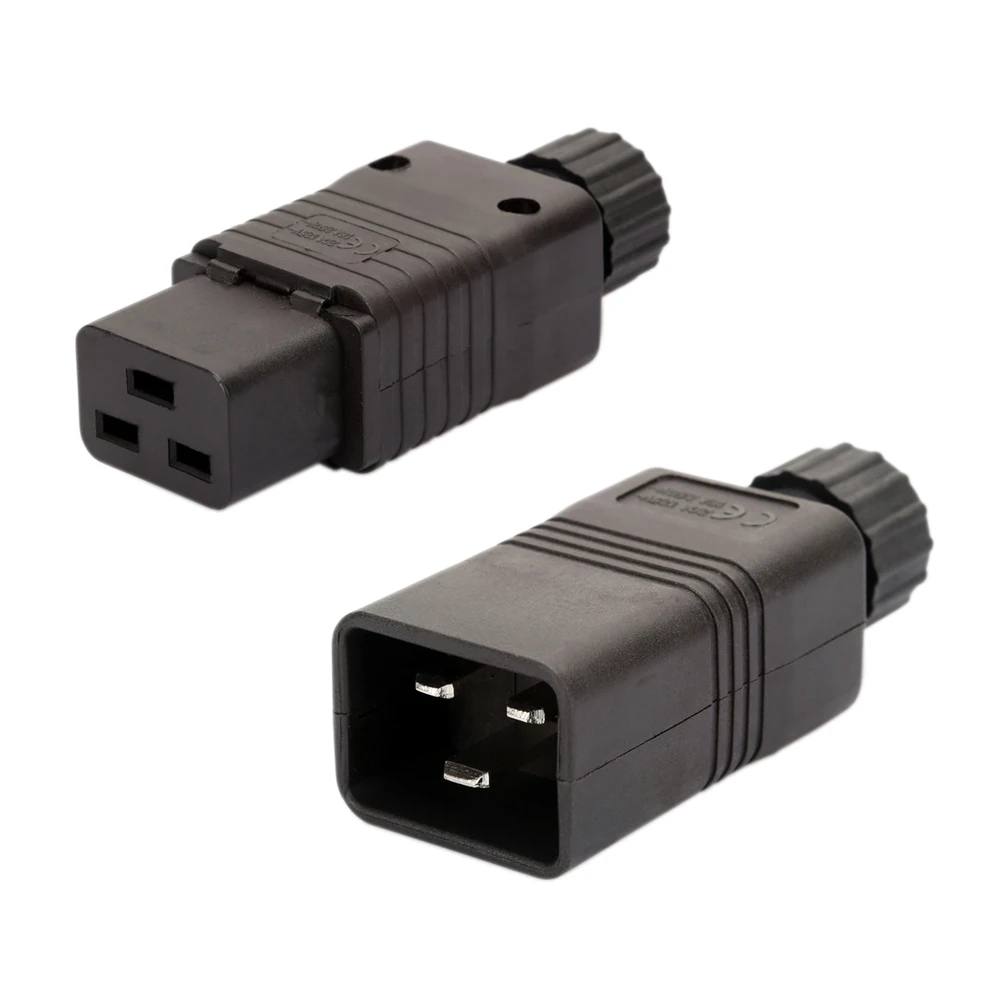 UPS 16A 250V AC Plug Conector IEC320-C19/IEC320-C20 PDU IEC 3Pin C19/C20 Female/Male Conector Rewireable Socket Durable Plug