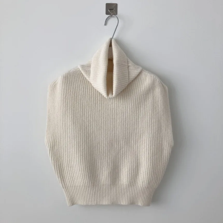 เสื้อไหมพรมคอสูงทรงเข้ารูปสำหรับผู้หญิง สไตล์เรียบง่าย ดูผอมเพรียว เหมาะสำหรับฤดูใบไม้ร่วง ไม่มีแขน ช่วงเอวเข้ารูป