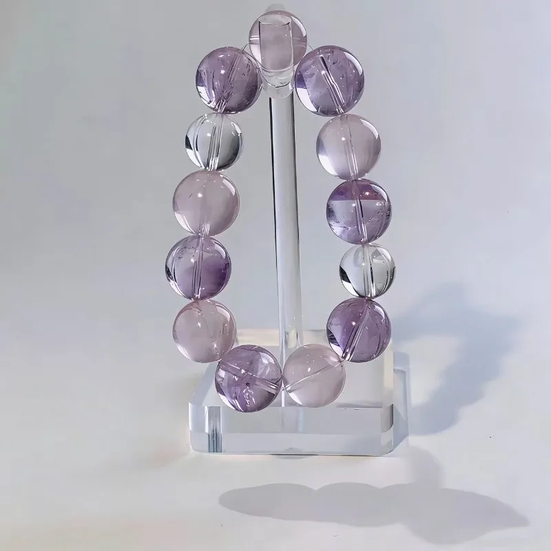 

Minar Unusual 14mm Purple White Clear Crystal Natural Stone Elastic Strand Bracelets for Women Mujer Anniversary Gift Wholesale