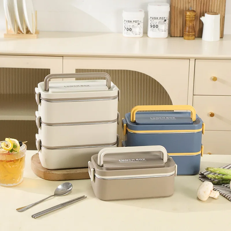 

304 stainless steel lunch box multi layer portable Sealed lunch box Large capacity student microwave oven bento food containers