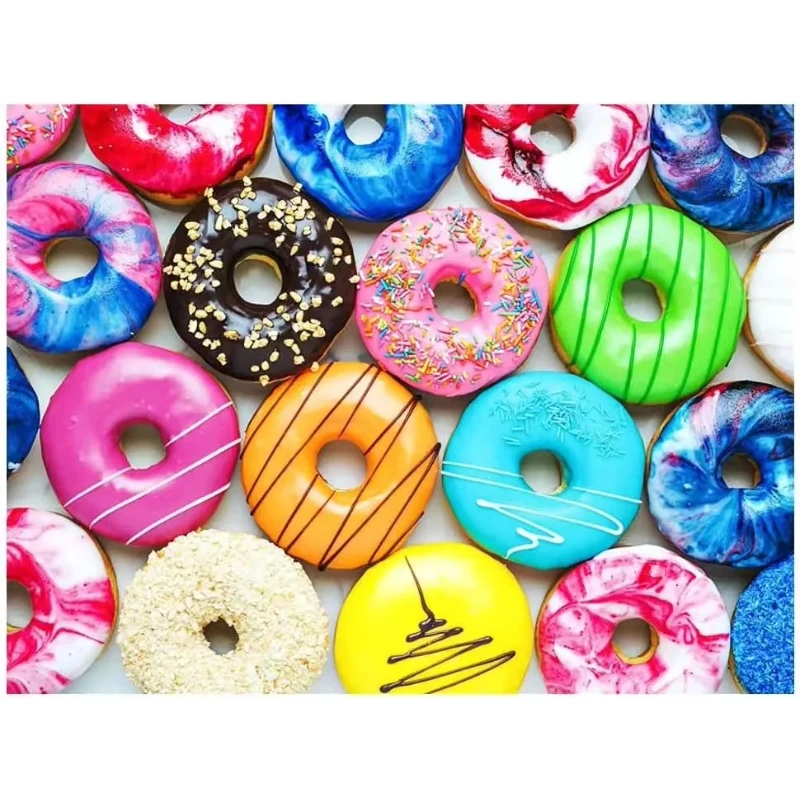 

Colorful Donuts Sweet Dessert Jigsaw Puzzle 500/1000/1200/2000PCS Rainbow Treats for Adults Birthday Party Fun Gift Idea