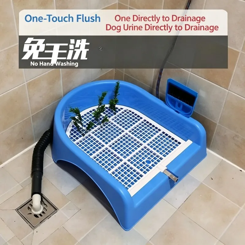 Automatic Flushing Dog Toilet Direct Drain to Sewer, Self Cleaning Small Dog Teddy Cat Litter Box Urinal Potty Tray