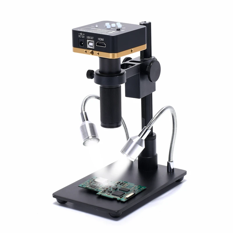 Industrial Camera 150X Magnifier Zoom Lens Stand 2K FHD HDMI-Compatible USB 34MP Microscope Camera for Mobile Repair Jewelry