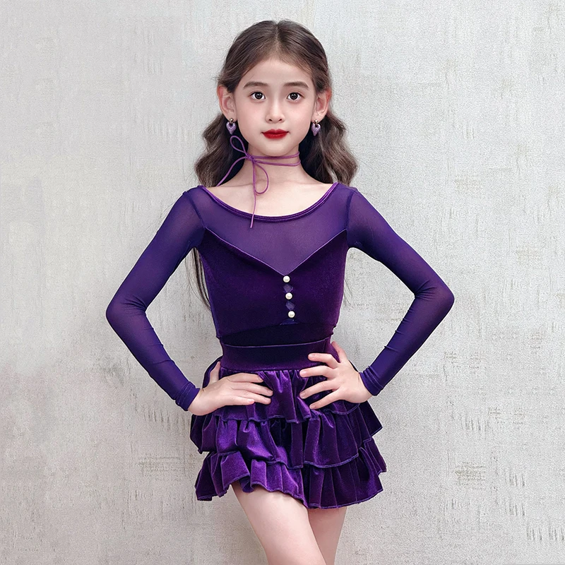 ルンバ タンゴ ラテンダンス衣装 女の子 サンバ サルサ ラテン練習ダンスドレス キッズダンス競技 ボールルームドレス スタンダード
