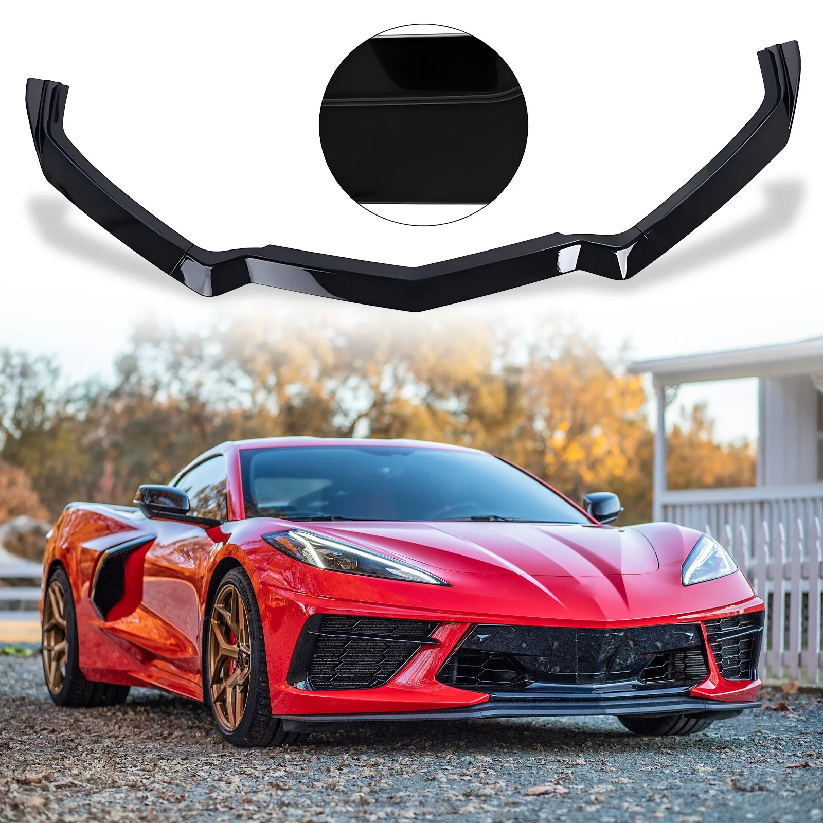 

Карбоновый сплиттер переднего бампера Carbon Flash C8 для Corvette C8 2020-2025, 3 шт., ABS, спойлер-накладка на передний бампер, OEM # 84869770