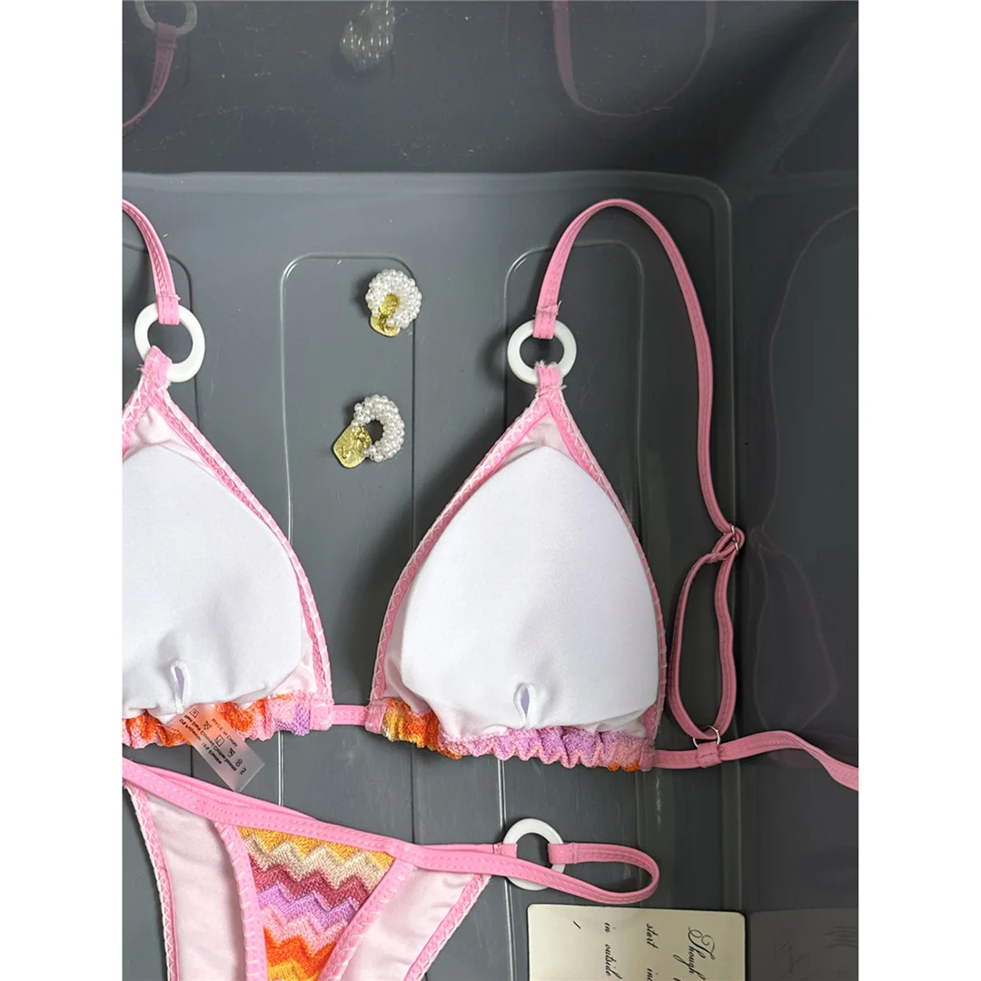 Sexy Bikini mit Wellenmuster, Damen-Badeanzug, zweiteiliges Bikini-Set, hoher Beinausschnitt, gepolstert, Badebekleidung, Badeanzug, Modell V7952. – Detail 11