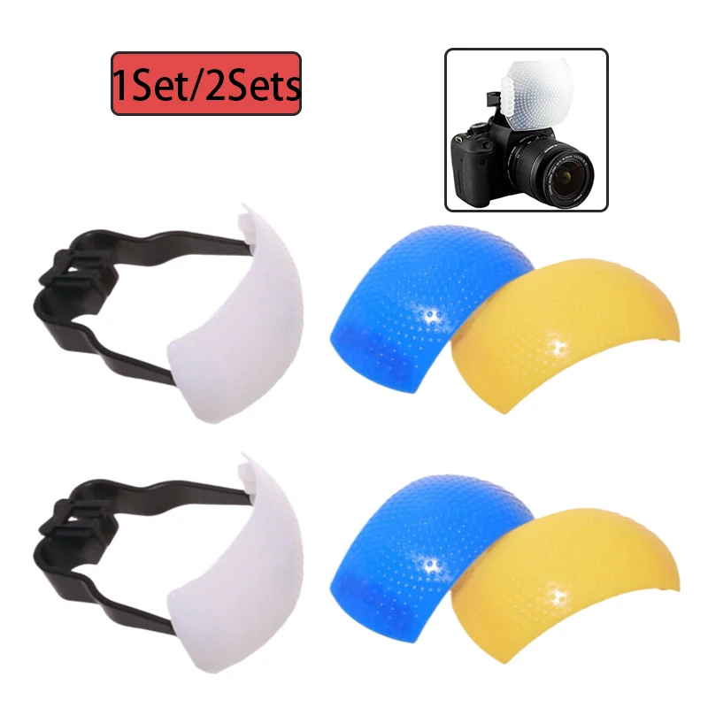 1/2 Juego de cubierta de difusor para cámara DSLR cubierta de difusor 3 colores 3 en 1 cubierta de difusor de Flash para cámaras DSLR SLR