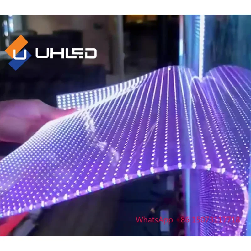 Display flessibile principale trasparente a colori con schermo a film di cristallo flessibile per interni personalizzato