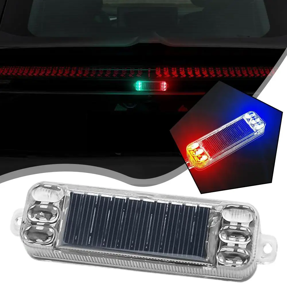 Solar Warning Light Car Rear Collision Prevention Strobe Electric Night LED Light Motorcycle Tail Flashing Light Bicycle Ve A1Z4