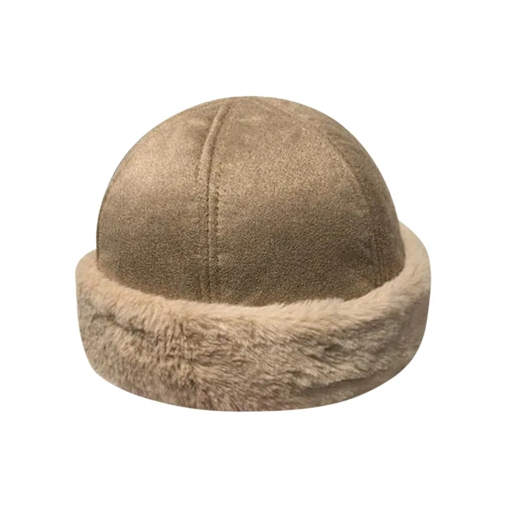 

Fahsion Versatile Winter Landlord Hats Thick Retro Beanie Hat Warm Sheepskin Hat Winter