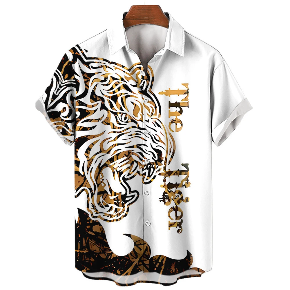 Animal Tiger 3D Print Hawaiian Beach Shirts Men Women Casual Fashion Streetwear Short Sleeve Shirt Male Tops Blouse Man Clothing