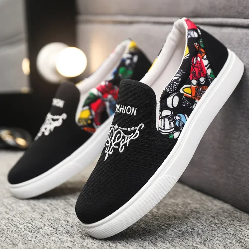 2025 Summer new breathable canvas casual versatile one foot lazy shoes men's shoes work casual Driving shoes for men sneakers