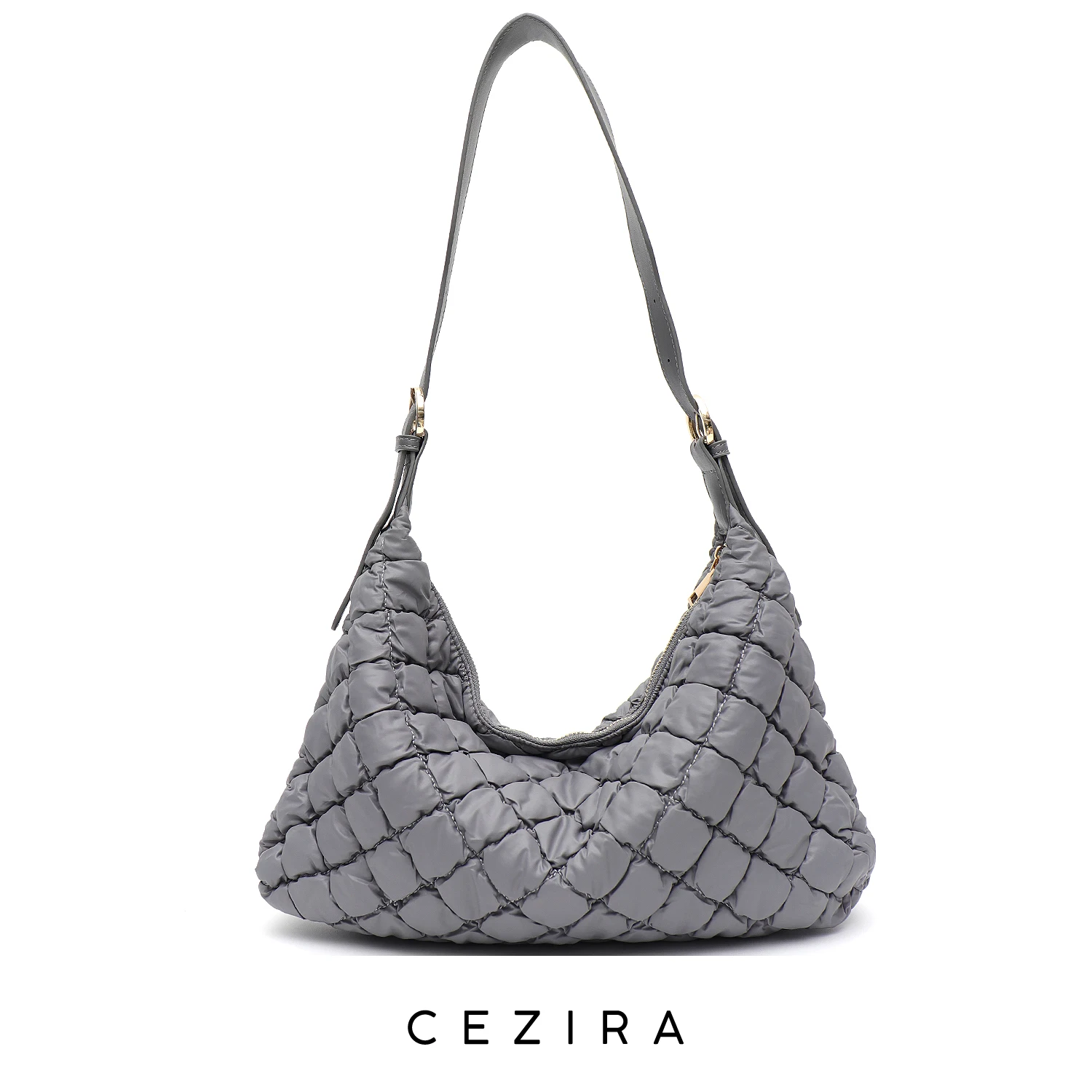 

CEZIRA Fashion Winter Style Women Soft Nylon Puff Bags Luxury Lattic Quilted Large Hobo Pillow Handbags Crossbody Shoulder Purse