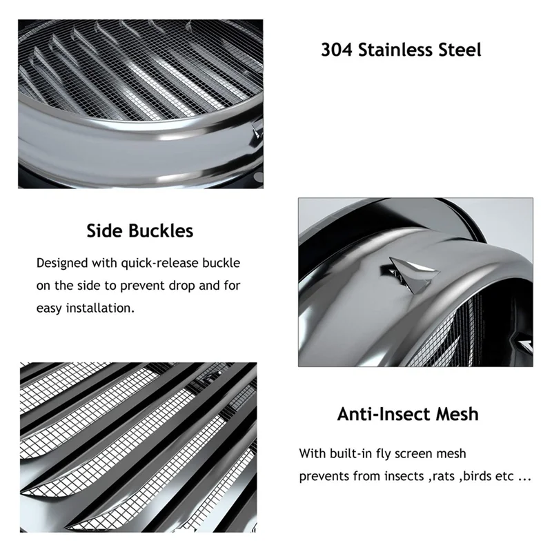 

A76X-вытяжной капот, инструмент для вентиляции воздуховодов, 80 мм, вентиляционная решетка из нержавеющей стали, защита от насекомых для домашней наружной стены