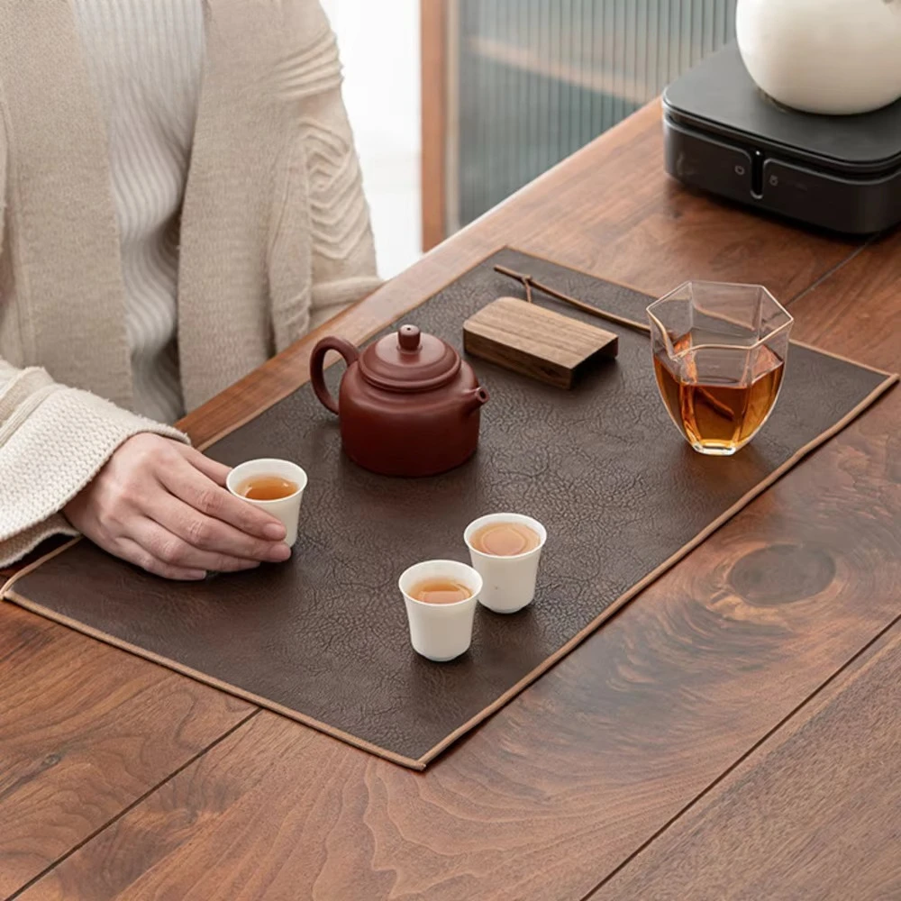 Double Sided Waterproof PU Leather Table Mats High-end Tablecloth  Tray Mats Zen  Table Flags  Ceremony Accessories