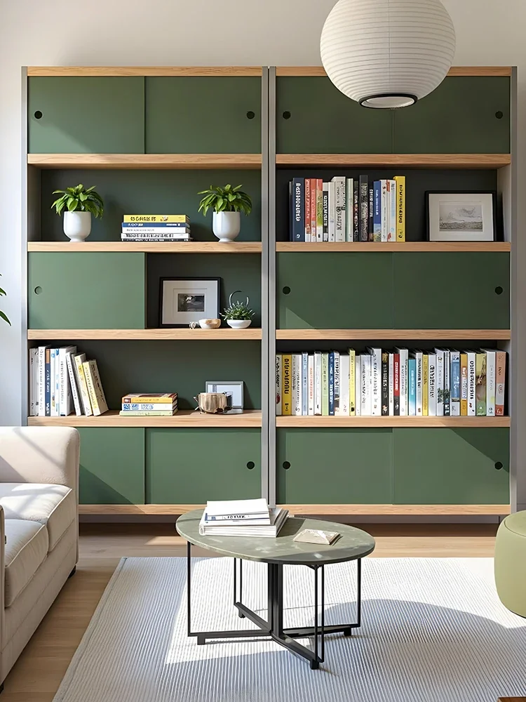 Bookcase Bauhaus retro bookshelf living room sofa integrated to the top whole wall display cabinet