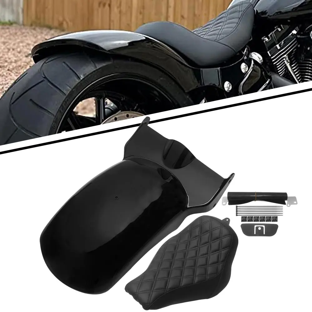 Motorcycle Part Rear Fender With LED Light+Solo Seat Driver Cushion Mudguard Cover For Harley Softail Breakout 117 FXBR 2023-26