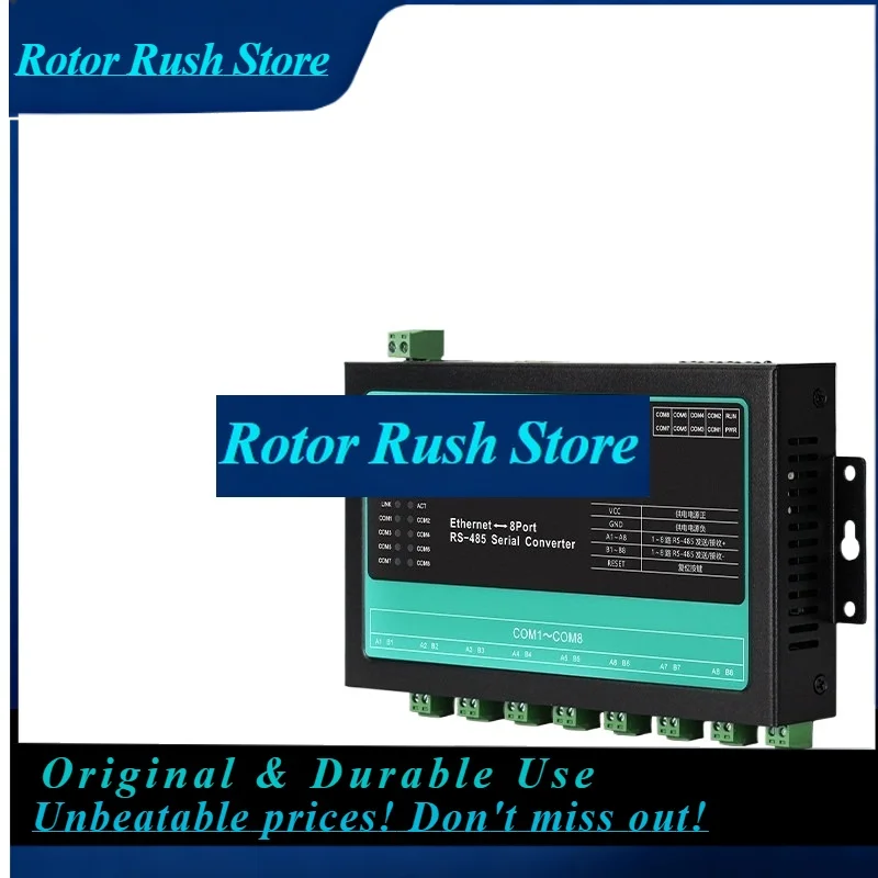 RoRuSFor 8-Channel 485-to-Ethernet Serial Port Server RS485-to-network Port Converter, Communication Module RTU/TCP Mutual