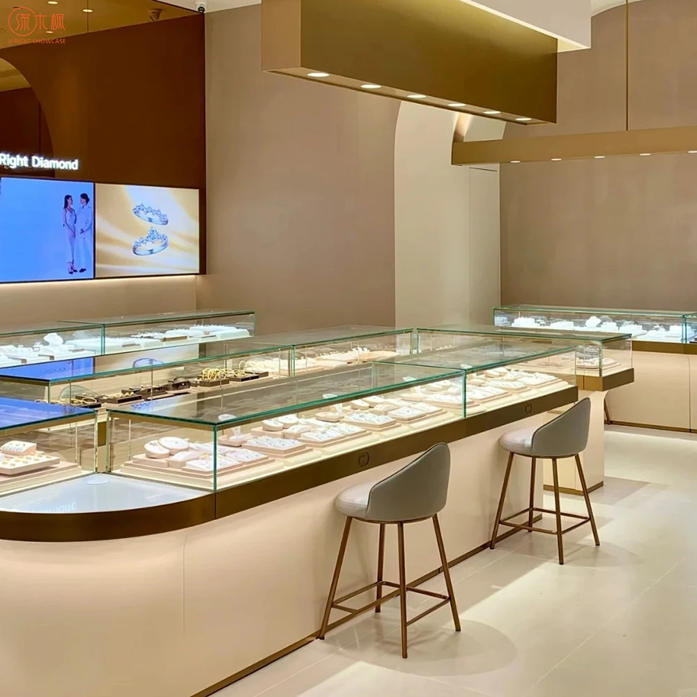 Custom Design Solid Wood Lacquer Jewelry Display Cabinet for Jewellery Shop Furniture